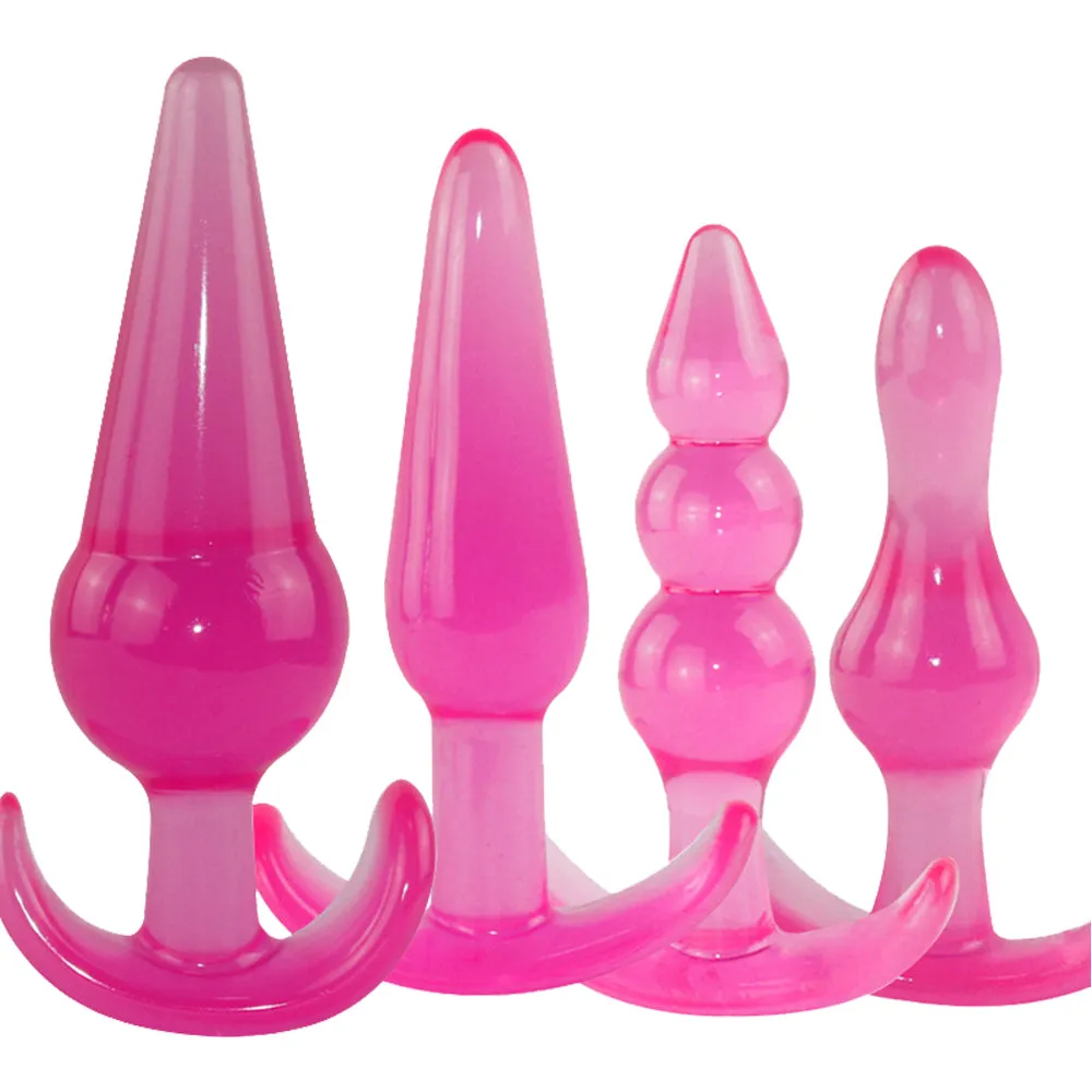 4-Pack Anal Plug Training Kit Butt Beads Unisex Bum Dildo