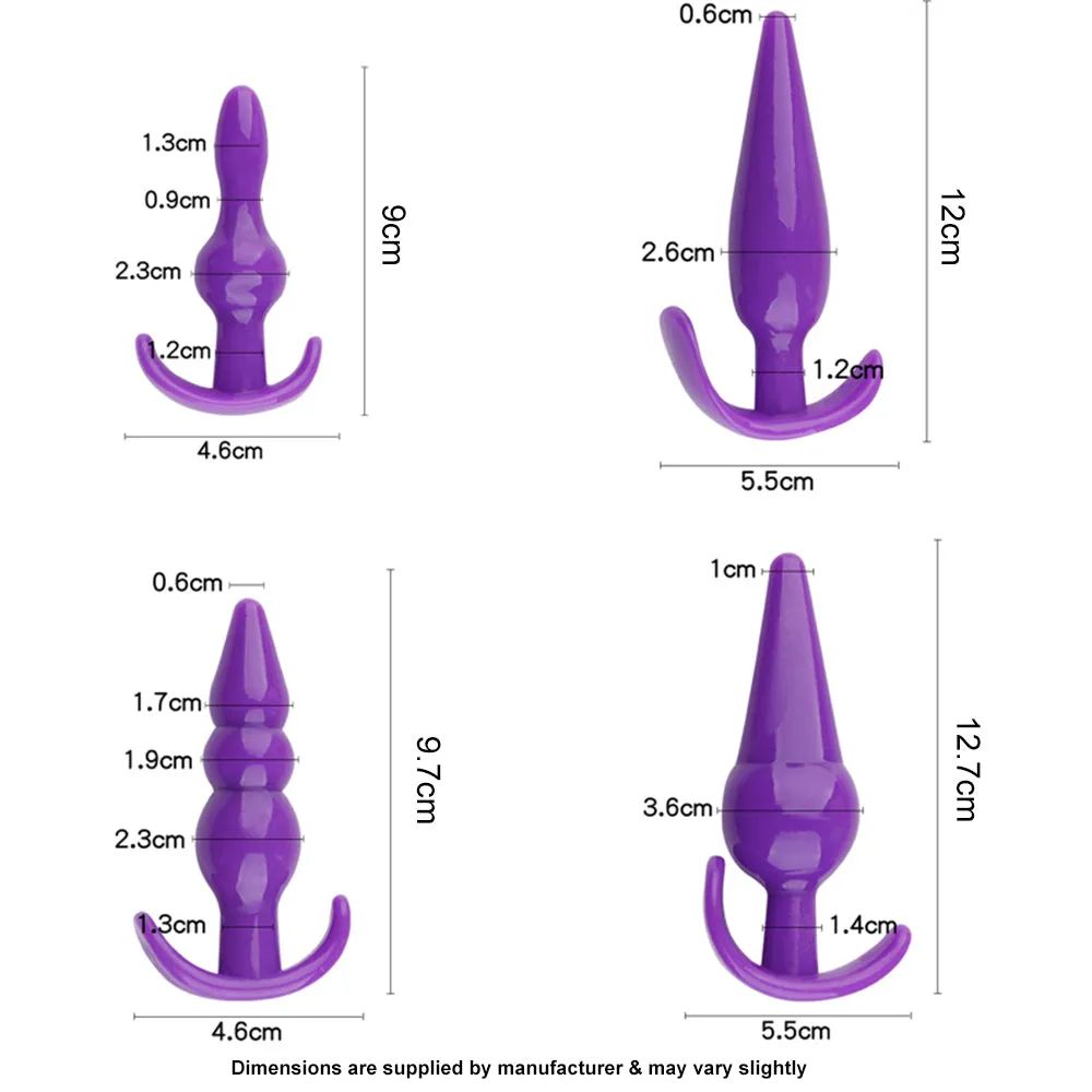 4-Pack Anal Plug Training Kit Butt Beads Unisex Bum Dildo