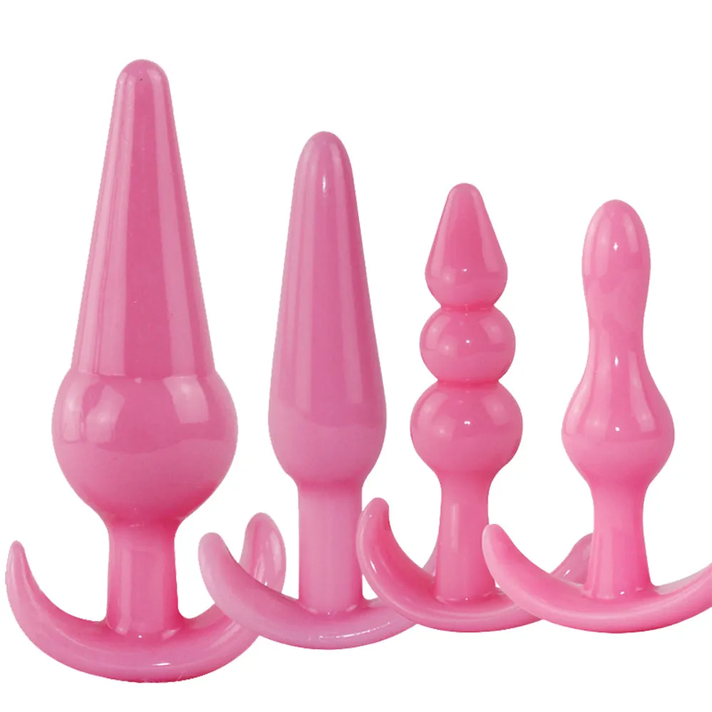 4-Pack Anal Plug Training Kit Butt Beads Unisex Bum Dildo