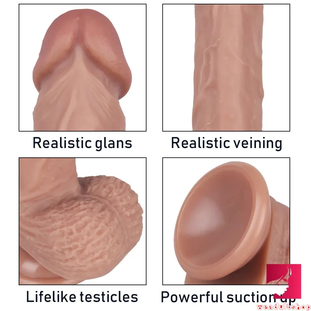 8.66in Realistic Glans Dildo With Blue Veins Lifelike Testicles