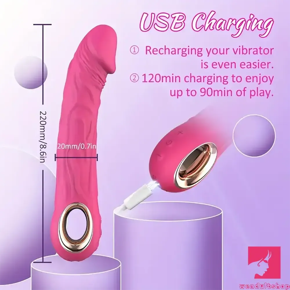 8.6in Premium Silicone Vibrating Realistic Women Vibrator Dildo