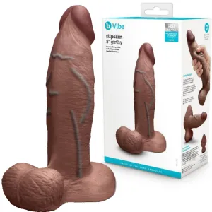 B-Vibe Slipskin Realistic Silicone Dildo- 8 Girthy Brown