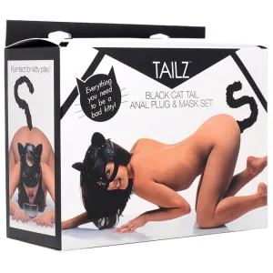 Black Cat Tail Anal Plug and Mask Set