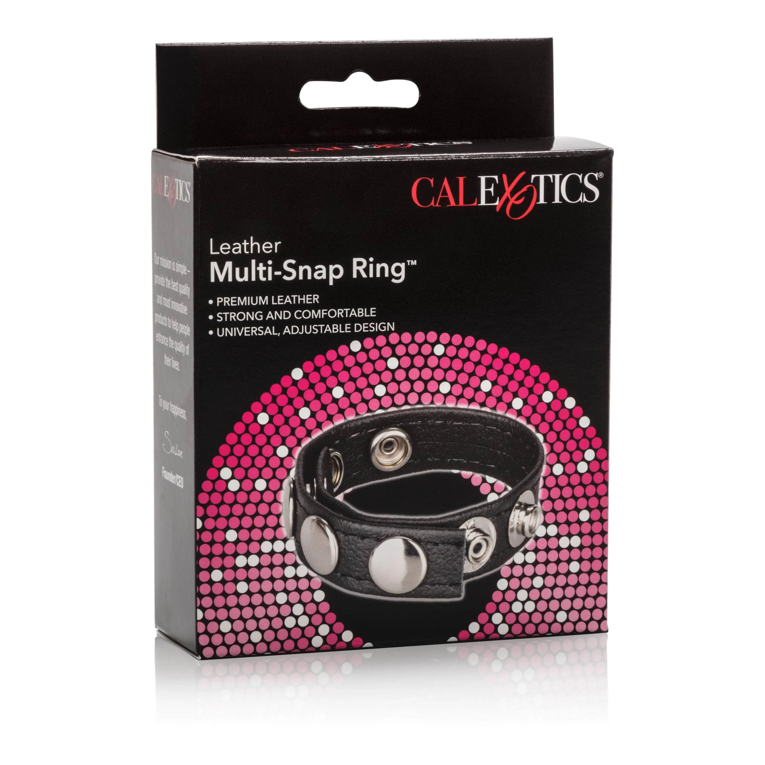 California Exotics - Leather Multi-Snap Cock Ring (Black)