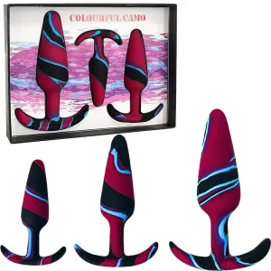 Camo Sail 3-Piece Anal Training Kit Butt Plug Small Medium Large Couples Blue