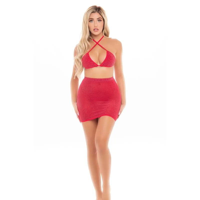 Cherry 2 Pc Skirt Set Red