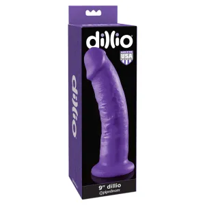Dillio 9 in. Realistic Dildo With Suction Cup Purple
