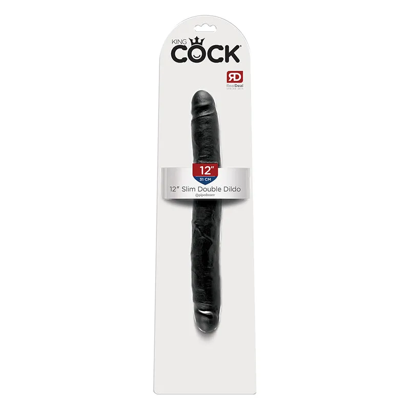 King Cock 12 Slim Double Dildo - Black