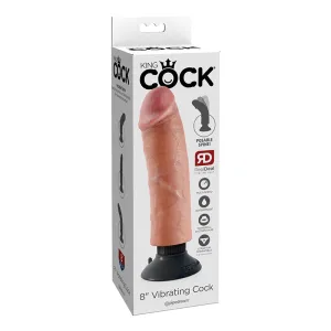 King Cock 8 in. Vibrating Cock Poseable Dildo With Suction Cup Beige
