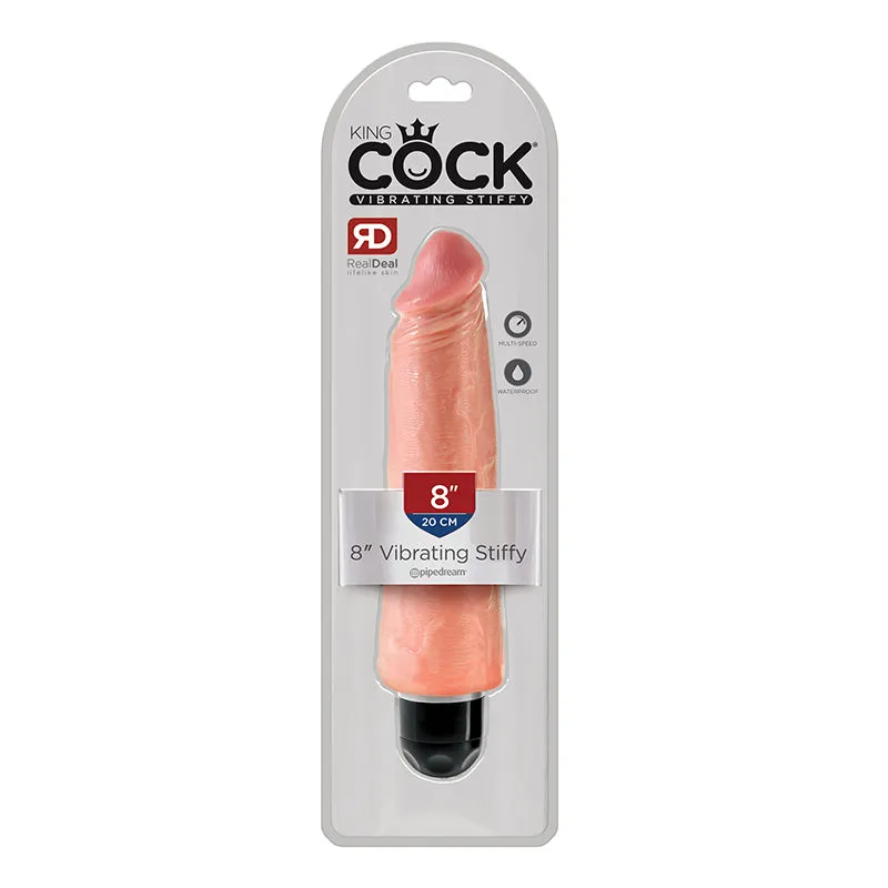 King Cock 8 in. Vibrating Stiffy Realistic Dildo Beige
