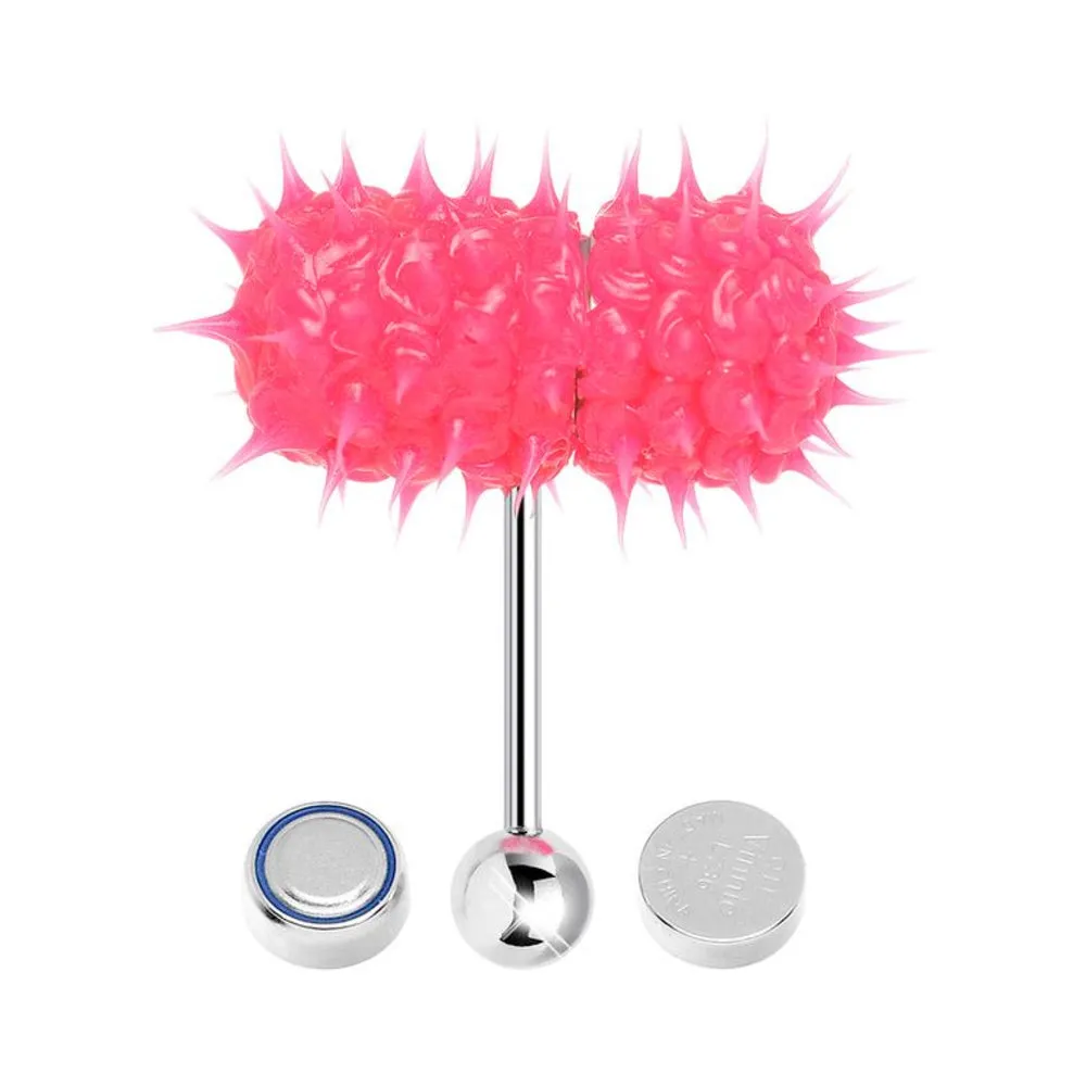 Lix Vibrating Tounge Ring Pierced Gitd Pink (stainless Steel)
