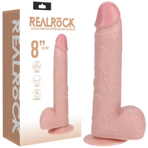 REALROCK 20cm Vibrating   Rotating Cock   Balls - Flesh
