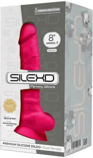 SILEXD Model 1 Realistic 8 Silicone Dildo Balls Suction Cup PINK