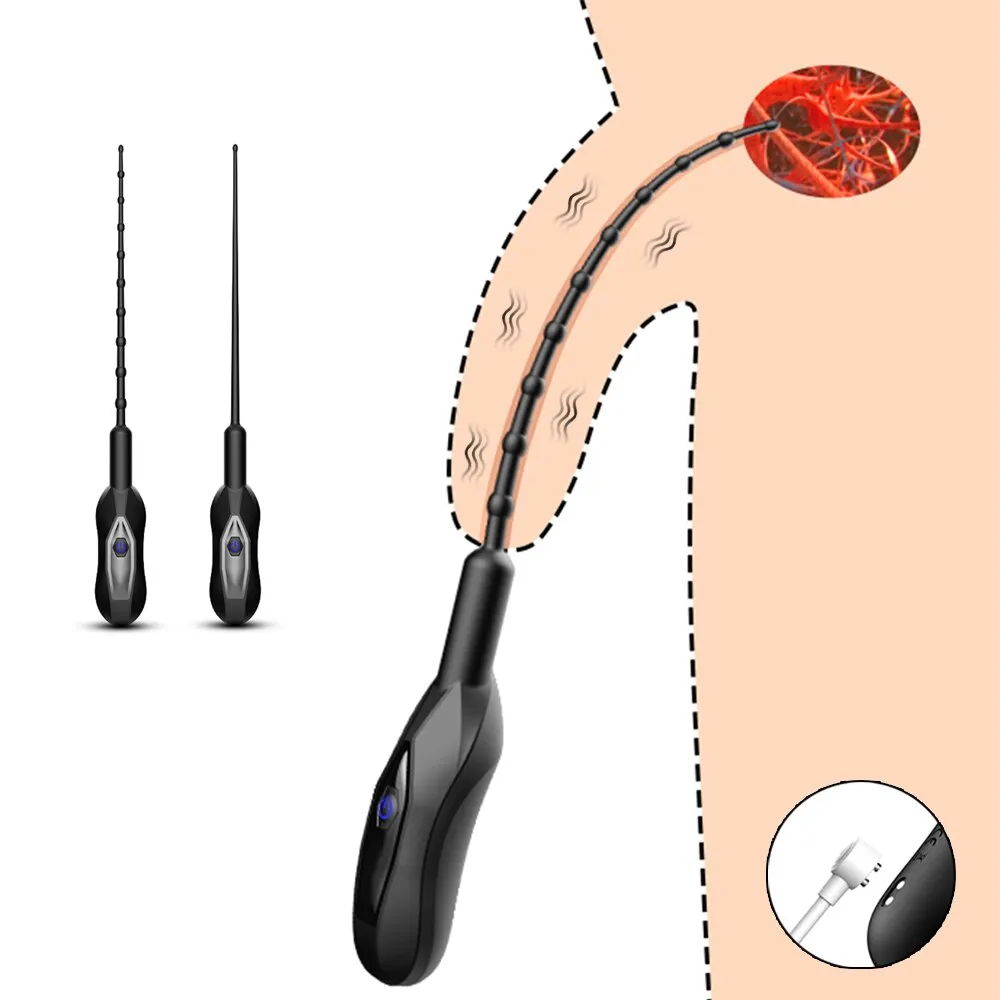 Silicone 10 Vibrating Modes Penis Plug Urethral Sounding Sex Toy