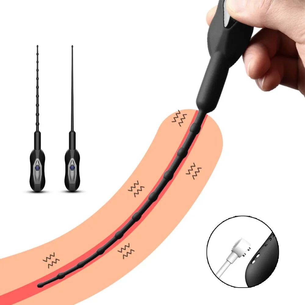 Silicone 10 Vibrating Modes Penis Plug Urethral Sounding Sex Toy