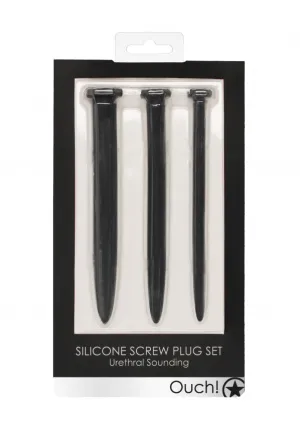 Silicone Rugged Nail Plug Set - Urethral Sounding - Black