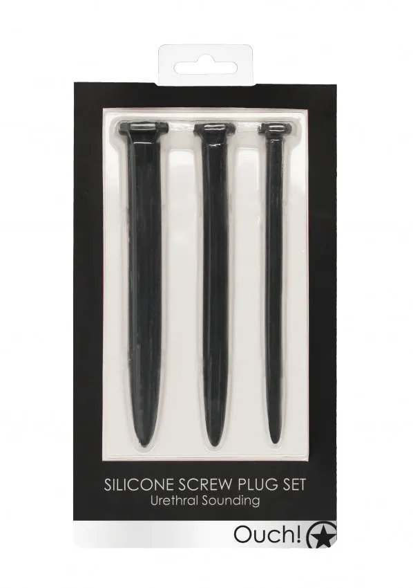 Silicone Rugged Nail Plug Set - Urethral Sounding - Black