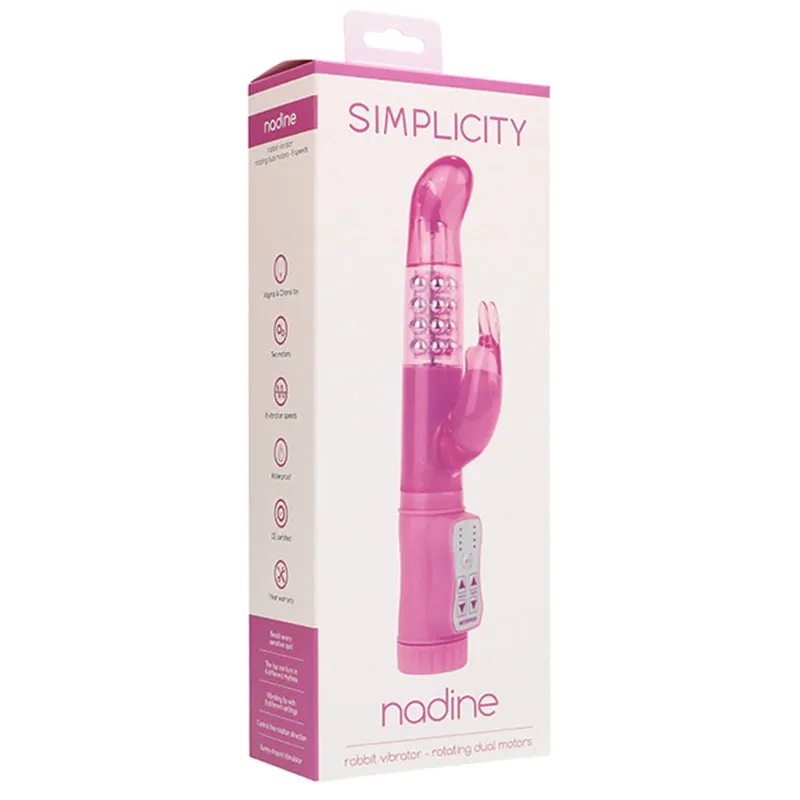 Simplicity NADINE rabbit vibrator - rotating dual motors - Pink