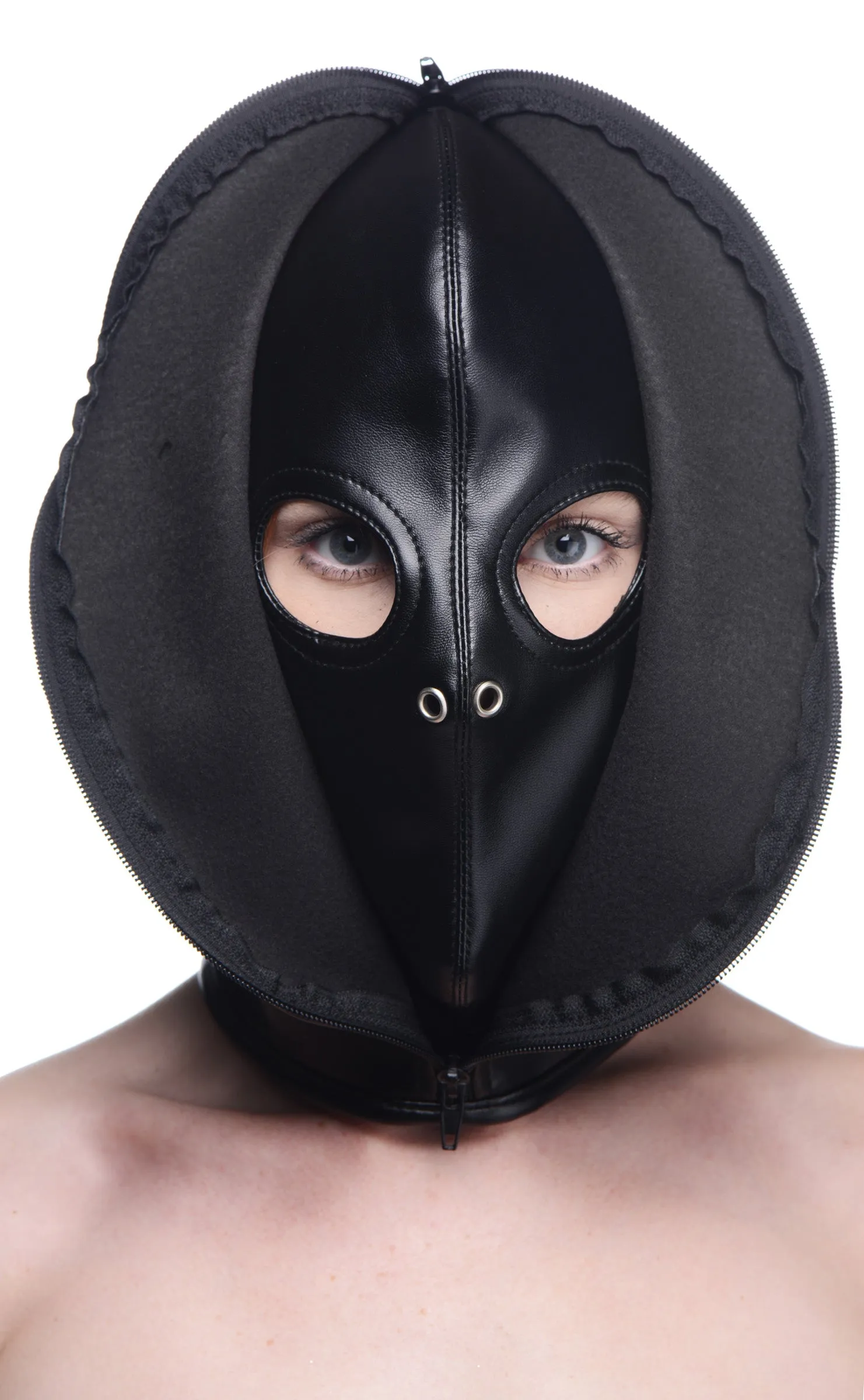 Strict Zip Front Bondage Hood - Black