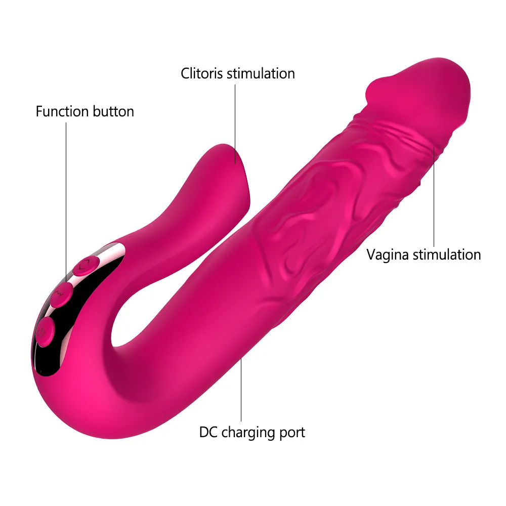 Telescopic Rotation Dildo G-spot Clitoris Sucker Vibrator