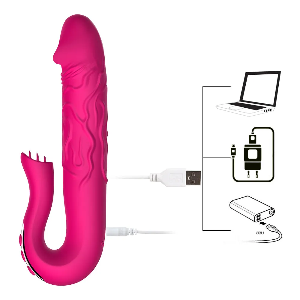 Telescopic Rotation Dildo G-spot Clitoris Sucker Vibrator
