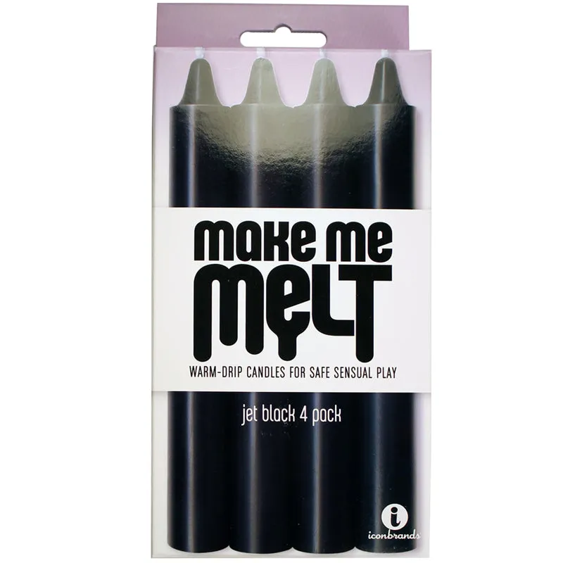 The 9's. Make Me Melt Sensual Warm-Drip Candles. 4 Pack. Jet Black