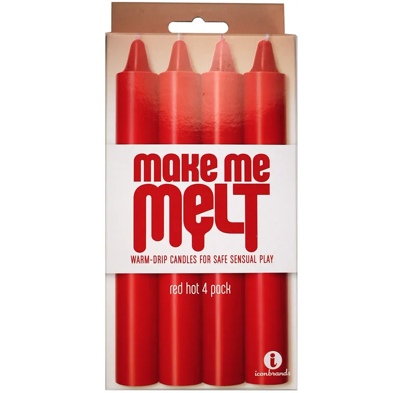 The 9's. Make Me Melt Sensual Warm-Drip Candles. 4 Pack. Red Hot