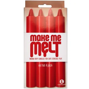 The 9's. Make Me Melt Sensual Warm-Drip Candles. 4 Pack. Red Hot