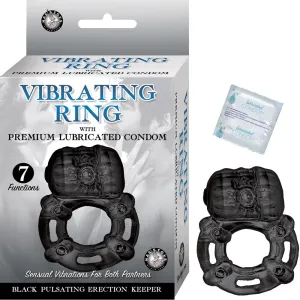 Vibrating Ring Black Pulsating Erection Keeper - Black